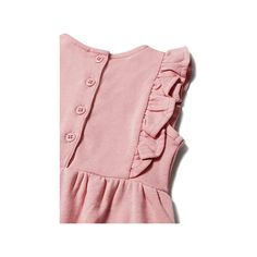 Très Chic Rompers - Keep your precious baby fabulously chic with this European-style baby romper. Made especially for stylish girls, this one-piece jumpsuit is accented with delicate ruffled sleeves. Casual Ruffled Onesie For Playwear, Casual Onesie With Ruffles For Playwear, Sleeveless Spring Onesie With Ruffles, Spring Sleeveless Onesie With Ruffles, Pink Cotton Bubble Romper For Playdate, Pink Casual Bubble Romper For Playwear, Casual Pink Bubble Romper For Playwear, Pink Sleeveless Bubble Romper For Playdate, Casual Pink Bubble Romper For Playtime