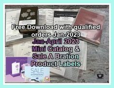 a table topped with lots of different items and text that reads free download with quartered orders jan - apr 2013 mini catalog & sale