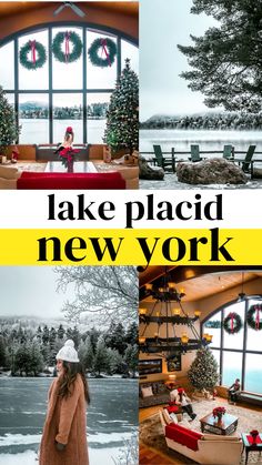 a collage of photos with the words lake placid new york written below