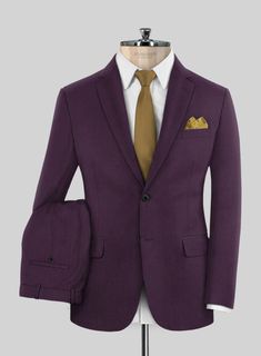 StudioSuits- Reda Mauve Wool Suit Fitted Wool Suit In Solid Color, Fitted Solid Wool Suit, Tailored Wool Suits In Solid Color, Tailored Solid Wool Suit, Classic Tailored Purple Suits, Tailored Purple Suit With Notch Lapel, Purple Tailored Suit With Notch Lapel, Tailored Purple Suit For Business, Tailored Purple Business Suit