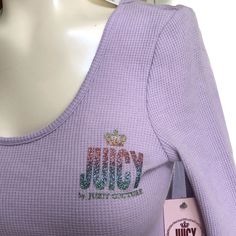 New Women’s Juicy Waffle Knit Long Sleeve Top. Size Xs. Light Lavender. Sparkly Mixed Color Juicy By Juicy Courure Emblem On The Left Top Front. Aliyah Core, Core Outfits, Waffle Knit Long Sleeve, Light Lavender, Tracksuit Jacket, Floral Sleeveless Top, Black Long Sleeve Top, Couture Tops, Tank Top Camisole