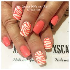 Coral Nail Designs Summer, Summer Nails Coral Design, Summer Coral Nail Ideas, Coral Nail Art Summer, Coral Swirl Nails, Coral Gel Nails Summer, Coral Nail Designs, Bright Coral Nails Design, Coral Leopard Nails