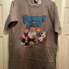 Grey Family Guy Print Tshirt Never Worn Brand New From Amazon Relaxed Fit Crew Neck T-shirt With Character Print, Casual Short Sleeve Fan Merchandise Top, Casual Short-sleeve Fan Merchandise Top, Casual Short Sleeve Tops For Fan Merchandise, Casual Fan Merchandise T-shirt With Character Print, Cotton T-shirt With Character Print For Fans, Relaxed Fit Short Sleeve T-shirt With Character Print, Casual Character Print T-shirt For Fan Merchandise, Cotton T-shirt With Character Print, Relaxed Fit