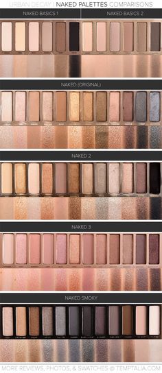 Urban Decay Naked Palettes' Comparisons & Swatches @Temptalia Maquillaje Smokey Eyes, Makeup Things, Make Up Inspiration, Makeup Swatches, Makeup Obsession, Makeup Goals