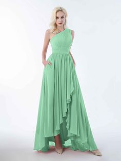 #color_Mint Green Crowd Silhouette, Shoulder Embellishment, Classic Bridesmaids Dresses, Mint Green Bridesmaid Dresses, Stretch Satin Dress, One Shoulder Bridesmaid Dresses, One Shoulder Bridesmaid, Party Stand, Chiffon Bridesmaid Dresses