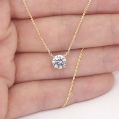 ◈ Shipped in 3-5 business days encased in a jewelry box ◈◈ Special 40% off sale for Lab Grown Diamonds Jewelry ◈◈ https://www.etsy.com/shop/DiamondFineJewelry?ref=seller-platform-mcnav&section_id=47750073 ◈ Item Details ◈ Lab Grown Diamond Necklace --- The Diamond pendant is attached to the chain. --- Handmade in United States --- Made to Order --- Metal: Solid 14K Gold (White, Rose, Yellow Gold) --- Lab Grown Diamond with IGI CERTIFICATE  --- Diamond Shape: Round --- Diamond Cut Grade: Excellen Gift Round Cut Solitaire Necklace With Diamond Cut, Solitaire Diamond Round Necklace Gift, Gift Solitaire Round Diamond Necklace, Round Solitaire Diamond Necklace Gift, Round Solitaire Diamond Necklace For Gift, 14k Gold Solitaire Necklace With Vvs Clarity For Anniversary, Gold Moissanite Solitaire Necklace For Formal Events, Formal Gold Moissanite Solitaire Necklace, Fine Jewelry Round Cut Solitaire Necklace Gift