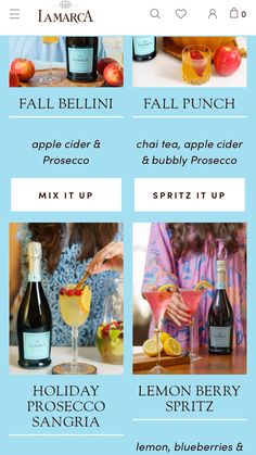 the menu for an apple cider and champagne cocktail