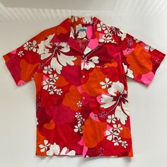 Vintage Penneys Hawaii Colorful Floral Beach Aloha Hawaiian Shirt Mens Medium No Size Tag Fits Like An Adult Medium See Photos For Measurements Item Is In Good Used Condition You Can Find More Totally Rad Items Like This In My Poshmark Closet! Penneys Hawaii Button Down Up Shirt Camp Camping Vibes Vintage Vtg Retro Rare Streetwear Beach Vacation Summer All Over Print Floral Loud Bright Colors Colorful Mom Dad Grandpa Grandma Pink White Orange Red Flowers Hibiscus Aloha Magnum Pi Happy Tropical H Beach Cotton Shirt With Vibrant Print, Pink Collared Beach Top, Collared Pink Beach Tops, Collared Pink Top For Beach, Pink Collared Top For Vacation, Printed Pink Camp Shirt For Spring, Pink Tropical Top With Camp Collar, Pink Camp Collar Hawaiian Shirt For Spring, Spring Pink Hawaiian Shirt With Camp Collar