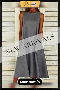 Big Pocket A Line Cotton Dress Big Clothes, Dresses By Length, Long Maxi Dress, Online Clothing, Women's Fashion Dresses, Cotton Dresses, Round Neck, Shop Now, Types Of Sleeves