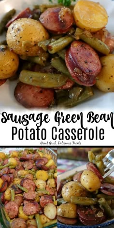 sausage and green bean potato casserole is an easy side dish for any meal