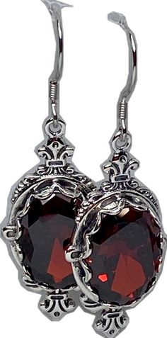 Silver Garnet Earrings For Formal Occasions, Red Oval Garnet Earrings, Red Garnet Oval Earrings, Elegant Jeweled Oval Earrings, Elegant Oval Jeweled Earrings, Elegant Oval Garnet Earrings, Victorian Red Oval Earrings, Star Garnet, Garnet Red