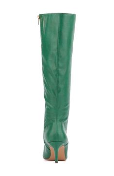 A pointy toe and kitten heel frame a striking boot fashioned from lizard embossment for versatile wear from season to season. 2 1/2" heel 16" shaft; 18 1/2" calf circumference Synthetic upper/textile lining/rubber sole Imported Green Lizard, Embossed Boots, Green Boots, New York And Company, Kitten Heel, Fashion Boots, Emboss, Nordstrom Rack, Rubber Sole