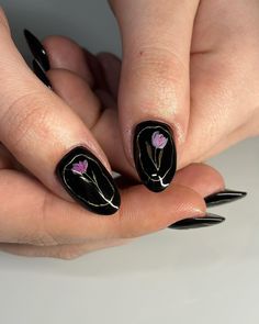 Dark Moody Nail Art, Cat Ear Nails, Simply Cute Nails, New Year New Me Nails, Short Almond Nails January, Short Witchy Nail Designs, Fall Black Nails Ideas, Creative French Nails, Soft Goth Nails