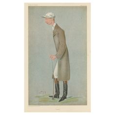 an old fashion illustration of a man with a hat and coat, holding a cane