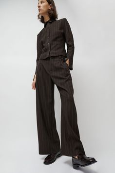 Your new go-to pant. Classic tailored trouser with a straight, slightly flared pant leg. Front pleats for shape. Mid-rise. Side and half welt back pockets. Fall Semi-formal Pantsuit With Trousers, Semi-formal Fall Pantsuit, Semi-formal Pantsuit For Fall, Fall Pantsuit With Pressed Crease Trousers, Fitted Pantsuit With Pressed Crease For Fall, Semi-formal Wide-leg Pants For Fall, Semi-formal Fall Wide-leg Pants, Fall Pantsuit With Pressed Crease And Straight Pants, Fall Wide Leg Pantsuit With Pressed Crease