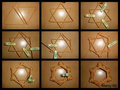 the instructions for how to make an origami star of david with green tape