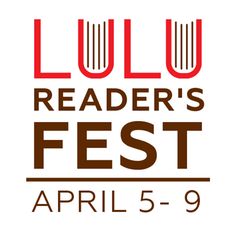 the lul reader's fest logo is shown in red and brown on a white background