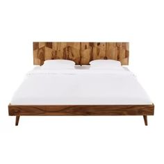 a bed with wooden headboard and foot board on it's sides, against a white background