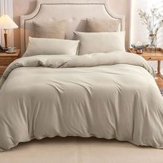 17 Cozy Sheets, Jersey Bedding, Dark Beige, Cozy Place, How To Make Pillows, Chic Home, Queen Duvet Covers, Queen Beds, Duvet Comforters