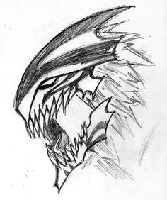 a drawing of a dragon head with sharp teeth