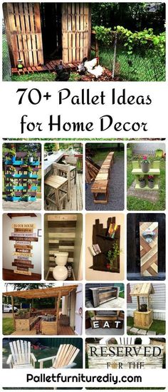 an advertisement for pallet ideas for home decor with pictures of different things in it