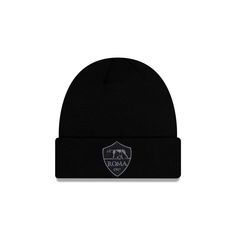 The AS Roma Black Cuff Knit Hat features a black embroidered AS Roma shield at the front. Classic Black Knitted Hat, Classic Black Beanie Cap, Black Beanie With Ribbed Cuffs For Cold Weather, Black Ribbed Cuff Beanie, Winnipeg Jets, Nfl Arizona Cardinals, Calgary Flames, Los Angeles Chargers, Florida Panthers