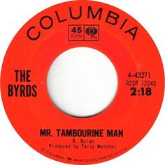 an orange record label with the words mr tambourne man on it, from columbia records