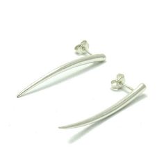 Sterling silver earrings 925/1000. Stamped 925. Approximate weight 3.3 grams. Dimensions 4.2x0.3cm. All our jewels are made from solid sterling silver 925/1000 and are carefully crafted by hand in our family workshop. We dispatch your orders in 5 working days, worldwide and the postage is $5. We ship registered priority mail. Please allow 5-7 working days for delivery in Europe and 10-15 working days outside Europe. For any questions - please do not hesitate to contact me! Silver Jewels, Lost Wax, Bar Earrings, Fine Jewellery Earrings, Handmade Sterling Silver, Beautiful Earrings, Jewellery And Watches, Bulgaria, Silver 925