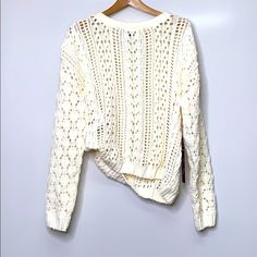 New With Tags! Olivia Sky Off White Open Knit Crew Cozy Sweater Size Xl Super Soft! Approximate Measurements Armpit To Armpit: 25.5” Length Top Of Shoulder To Front Hem: 24.5” Cozy Sweater, Open Knit, Cozy Sweaters, Cream White, Colorful Sweaters, Sweater Sizes, Scoop Neck, Sweaters For Women, Off White