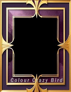 a purple and gold frame with an ornate design in the middle, on top of a purple