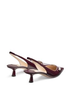 Find JIMMY CHOO 45mm Amita Slingback Pumps on Editorialist. burgundy leather patent finish elasticated slingback strap pointed toe branded leather insole mid sculpted heel slip-on style Patent Leather Pumps, Sling Back, Slingback Pump, Leather Pumps, Jimmy Choo, Patent Leather, Garnet, Casual Outfits, Slip On