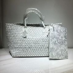 Mongw Designer Bag Knited Women Handbags and Purses Oversized 52cm Shopper Bag Leather Woven Tote Female Casual Tote 2022 New Silver Large Capacity Bag For Shopping, Silver Shopping Bag With Large Capacity, Rectangular Silver Satchel For Shopping, Chic Silver Rectangular Bucket Bag, Silver Tote Satchel For Shopping, Silver Rectangular Bucket Bag For Shopping, Silver Shoulder Bag For Summer Shopping, Silver Shoulder Bag For Summer, Rectangular Intrecciato Shoulder Bag For Shopping