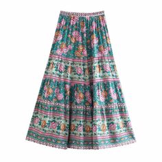 Product Details: Beautiful floral print Tiered skirt Natural waist Material: Cotton, rayon Boho Skirts Long, Y2k Long Skirt, Long Hippie Skirts, Hippie Rock, Boho Outfit Ideas, Bohemian Skirts, Hippie Mode, Hippie Skirt, Boho Maxi Dresses