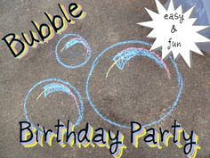 a birthday party with chalk drawing on the ground