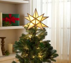 a christmas tree with a star decoration on top