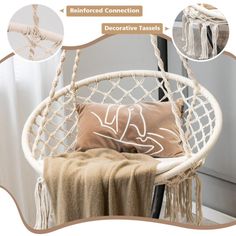 an image of a hammock chair with decorative tassels