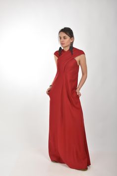 "Linen Maxi Dress, Red Linen Dress, Linen Clothing ◈ Stylish and chic fashion is our shared dream! You can be sure that this piece is made with a lot of love and craftsmanship. ◈ S I Z I N G ◈ The model wears size S and the length of the item is approximately 135 cm. This item is available from XS to 4XL. Please, have a look at my Size Chart below before placing your order. ◈ D E L I V E R Y ◈ This item will be shipped in up to 5 days after your order was placed. We use Express worldwide shippin Red V-neck Wedding Dress, Sleeveless Red Maxi Dress For Wedding, Red Sleeveless Maxi Dress For Wedding, Red A-line Maxi Dress For Wedding, Red Short Sleeve Wedding Dress, Red V-neck Maxi Dress For Bridesmaid, Red Floor-length Bridesmaid Maxi Dress, Sleeveless Red Wedding Dress, Red Sleeveless Midi Dress For Bridesmaid