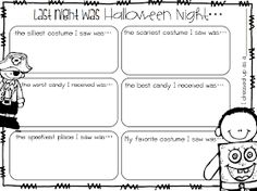 the halloween night worksheet for students to practice their writing and making it fun