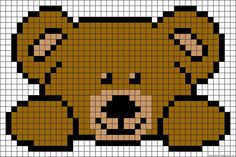 a cross stitch teddy bear is shown in brown and black colors on a white background