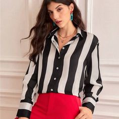 Perfect Condition Never Worn Striped Blouse, Top Blouse, Blouses, Womens Tops, Black White, Black And White, Women Shopping, White, Color