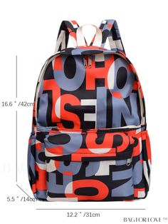 BagForLove - Versatile Letter Graphic School Backpack for College and High School, Ideal for Outdoors and Travel Product Description Color Multicolor Strap Type Adjustable Composition 100% Polyester Pattern Type Letter Bag Size Medium Material Polyester Style Preppy Closure Type Zipper Type Classic Backpack Size Chart INCH CM Handle Height Strap Length Bag Height Bag Width Bag Length 2.4 inch 47.2 inch 16.5 inch 5.5 inch 12.2 inch Handle Height Strap Length Bag Height Bag Width Bag Length 6 cm 1 Backpack For College, Letter Bag, College Backpack, Style Preppy, College University, School Backpack, Classic Backpack, Bagpack, School Backpacks