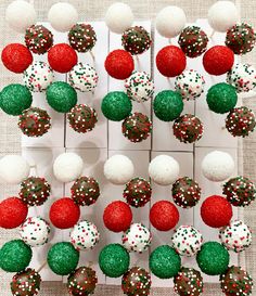 christmas cake pops with sprinkles and decorations