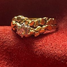 Good Condition Size 6 14k Marked Tested Thanks Gold Nugget Wedding Rings, Elegant Gold Nugget Ring, Classic Gold Nugget Ring, Heirloom 14k Gold Nugget Ring, Gold Nugget Jewelry Vintage, Engagement Sets, Gold Nugget, Diamond Wedding, Womens Jewelry Rings