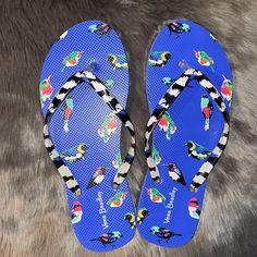 Adorable Brand New Never Worn Vera Bradley Flip Flops, Thick Rubber Thongs Size 7/8. Beautiful Tropical Bird Design Perfect For Vacay ! Casual Blue Flip Flops For Summer, Casual Blue Flip Flops, Casual Blue Flip Flops For The Beach, Trendy Blue Flip Flops For Spring, Casual Flip Flops For Beach Season Day Out, Casual Flip Flops For Beach Day Out, Blue Flip Flops For Spring Vacation, Trendy Blue Flip Flops For Beach Season, Blue Fun Flip Flops For Vacation