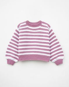 a pink and white striped sweater on a white background