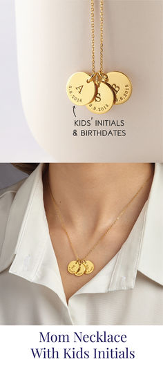 Gift a piece of her heart with our Children Initials Necklace for Mom! This stunning Kids Initials Necklace elegantly showcases her children's initials and birthdates, making it a perfect mom gift. A sentimental initial birthdate necklace, it captures the essence of motherhood, allowing her to celebrate her little ones in style. Mother Necklace Personalized, Initials Necklace, Mommy Jewelry, Gold Initial Necklace, Mama Necklace, Necklace For Mom, Awesome Gifts, Amazing Gifts, New Mom Gift