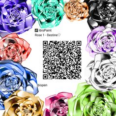 a bunch of different colored flowers with qr code