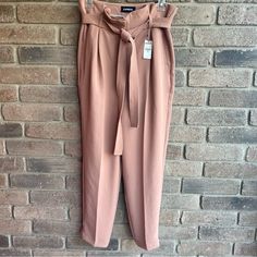 Express Pants, Size 8, High Rise Ankle, Peach Colored Fun Sassy Perfect For Spring And Summer Pink Wide Leg Pants For Business Casual, Pink Wide-leg Pants For Business Casual, Pink Workwear Pants With Belt Loops, Pink High-waisted Pants With Belt Loops, Spring Business Casual Pants With Tie Waist, Pink High-waisted Business Casual Pants, Pink High-waisted Pants For Business Casual, Pink Tapered Leg Workwear Pants, Pink Tapered Leg Bottoms For Work