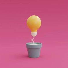 a yellow light bulb is in a gray cup on a pink and purple background with the words, what do you think?