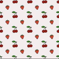 a pattern with cherries on a white background